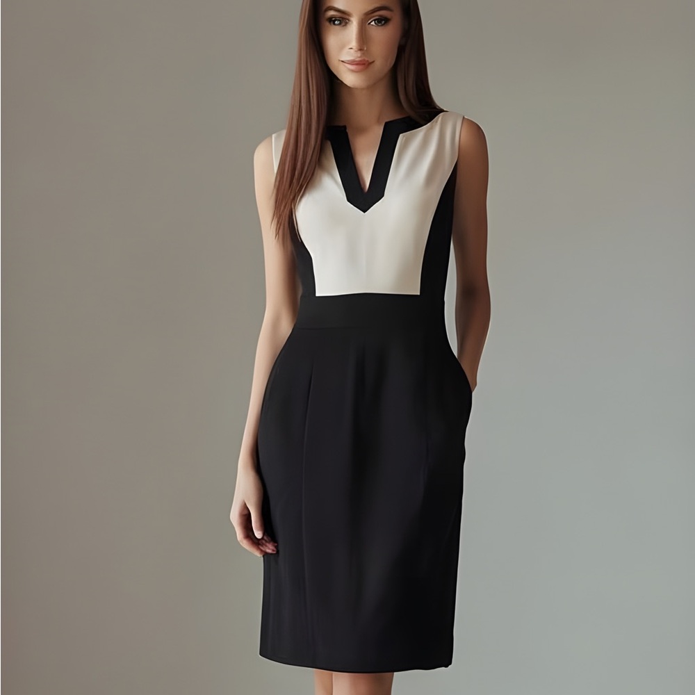 Stunning Tahara Arthur S Levine Elegant Navy and White Women's Dress